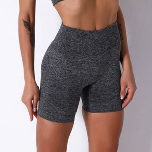 Balance Collection High Rise Biker Shorts Space Dye Stonewash Soft Grey Size XS